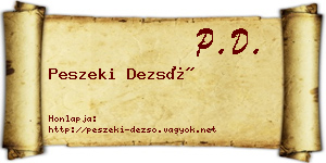 Peszeki Dezső névjegykártya